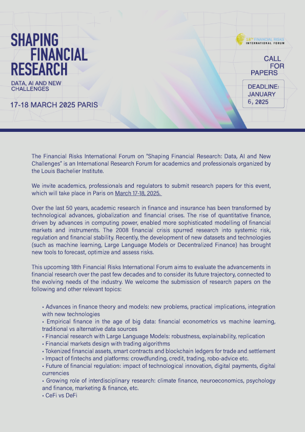 CALL FOR PAPERS Financial Risks International Forum 2025